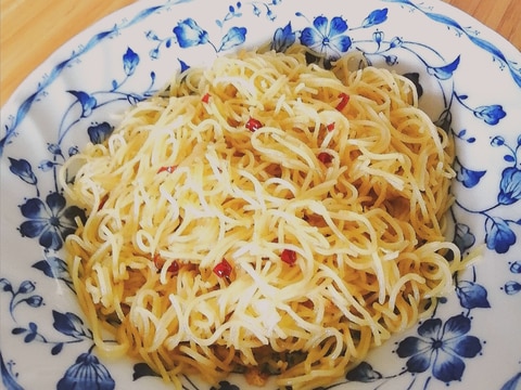 細いパスタで！ペペロンチーノ